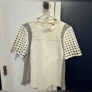Rebecca Taylor size 4 lamb leather top with silver grommet sleeves